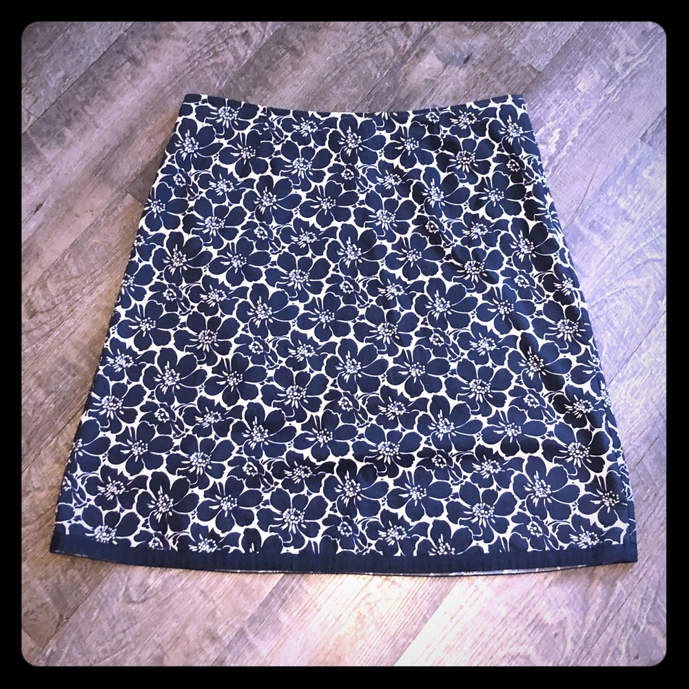 🍃EUC Boden Blue White Flower A-line Skirt 16🍃